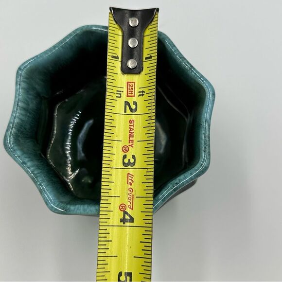 Mid-Century HULL Pottery Pedestal Planter Green Drip Glaze Octagonal 3.5" Tall - Picture 14 of 15